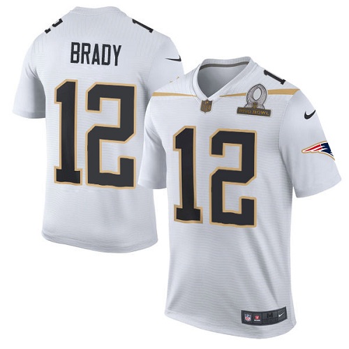 Men's Elite Tom Brady Nike Jersey White - #12 Team Rice 2016 Pro Bowl NFL New England Patriots